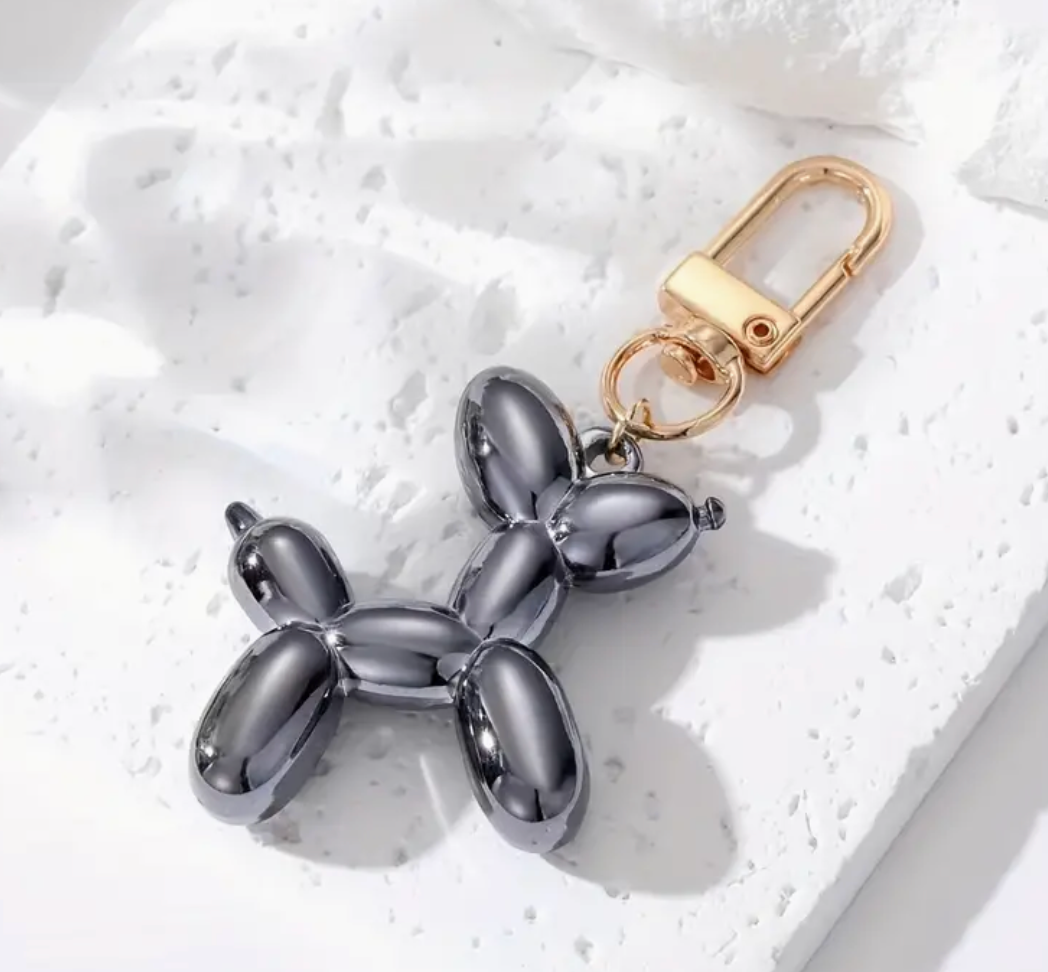 Balloon Animal Grey Keychain Bag Charm