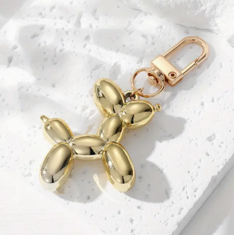 Balloon Animal Gold Keychain Bag Charm