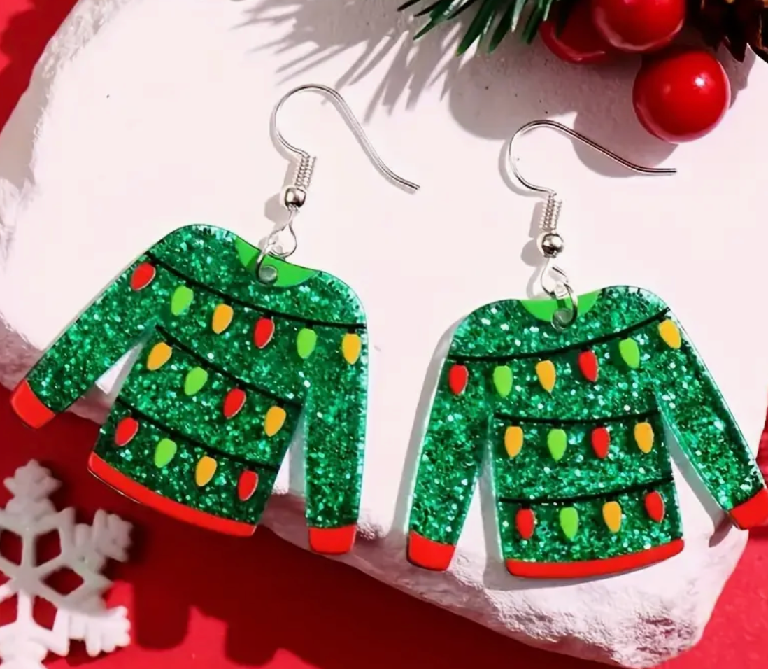 Acyclic Christmas Sweater Earrings