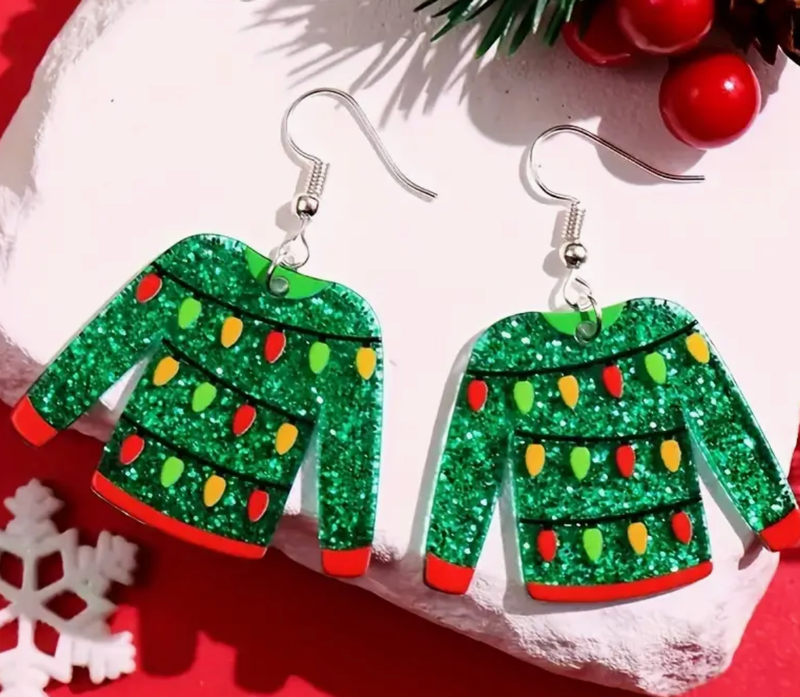 Acyclic Christmas Sweater Earrings