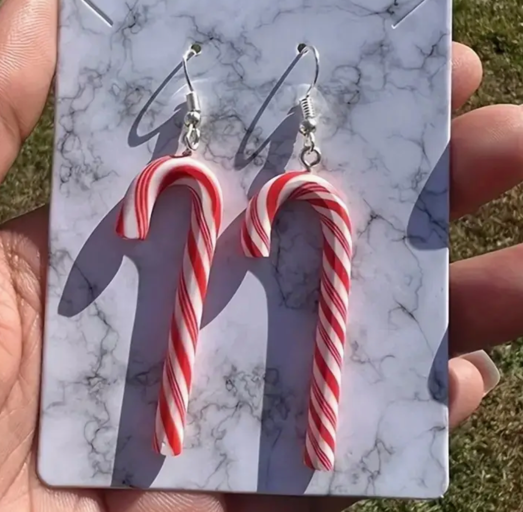 Candy Cane Dangle Earrings
