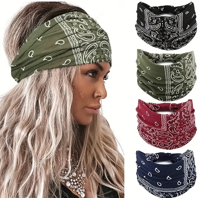 Bandana Print Wide Stretch Headband