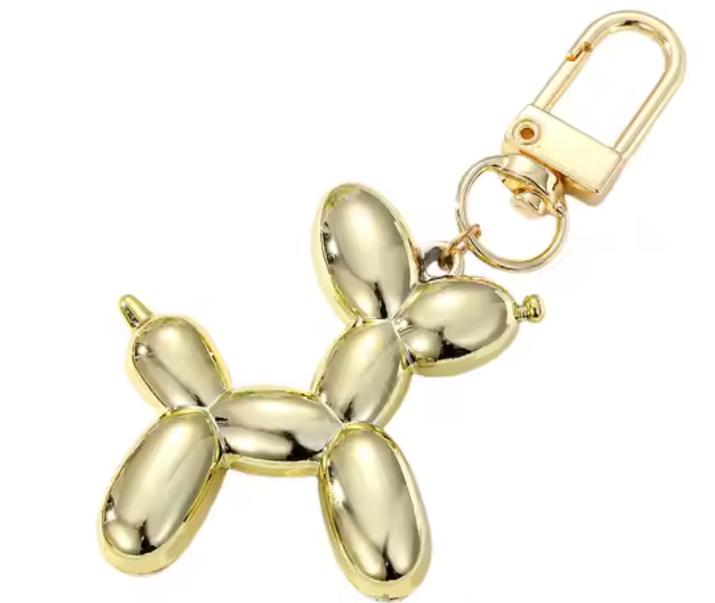 Balloon Animal Dog Keychain Bag Charm - Gold