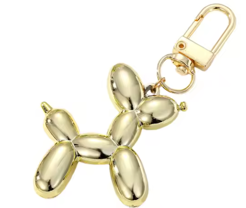 Balloon Animal Dog Keychain Bag Charm - Gold