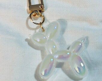 Balloon Animal Dog Keychain Bag Charm - Clear