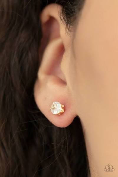 Gold Post Rhinestone Stud Earrings