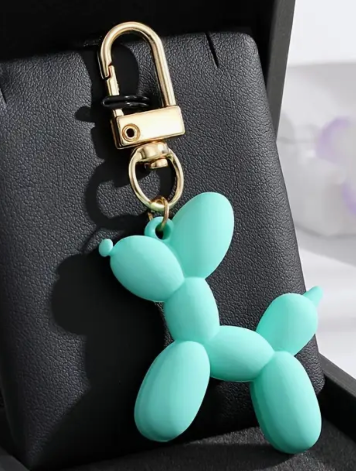 Balloon Animal Dog Keychain Bag Charm - Teal Blue