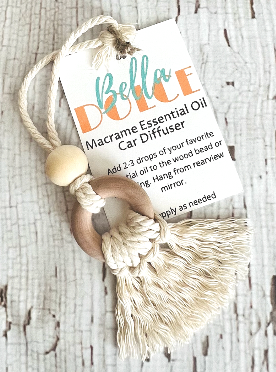 Macrame Boho Car Essential Oil Diffuser