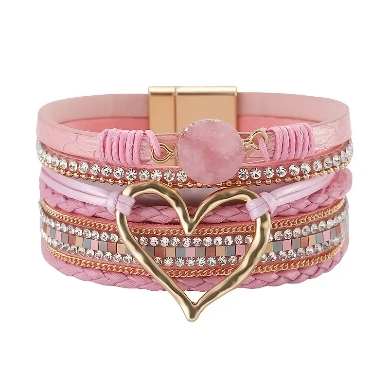 Pink Boho-Chic Multi-Layer Handwoven Bracelet