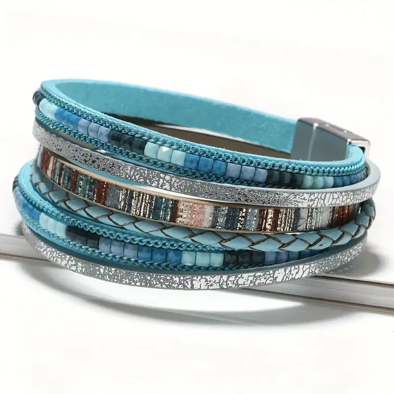 Blue Boho-Chic Multi-Layer Handwoven Bracelet