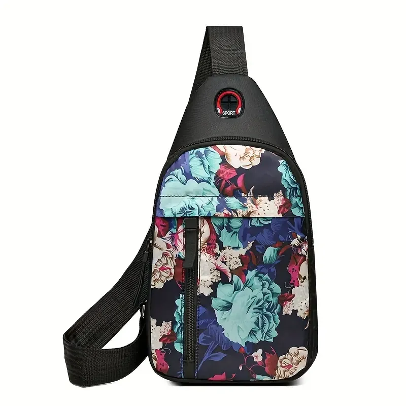 Peony Nylon Crossbody Chest Bag