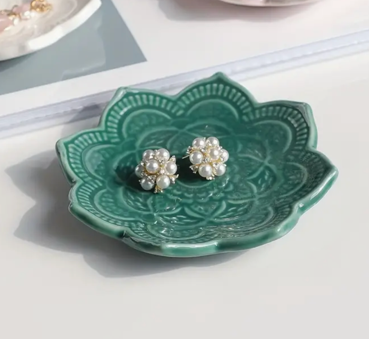 Green Mandala Boho Trinket Dish