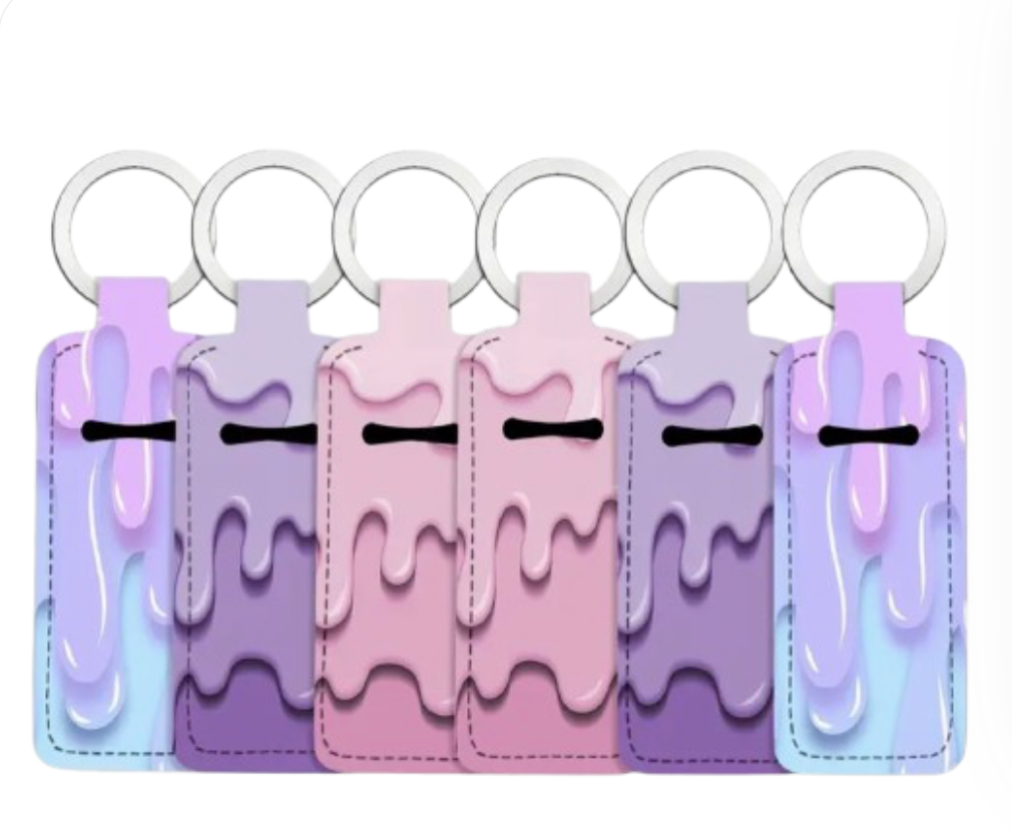 Pastel Drip Neoprene Chapstick Holder Keychain