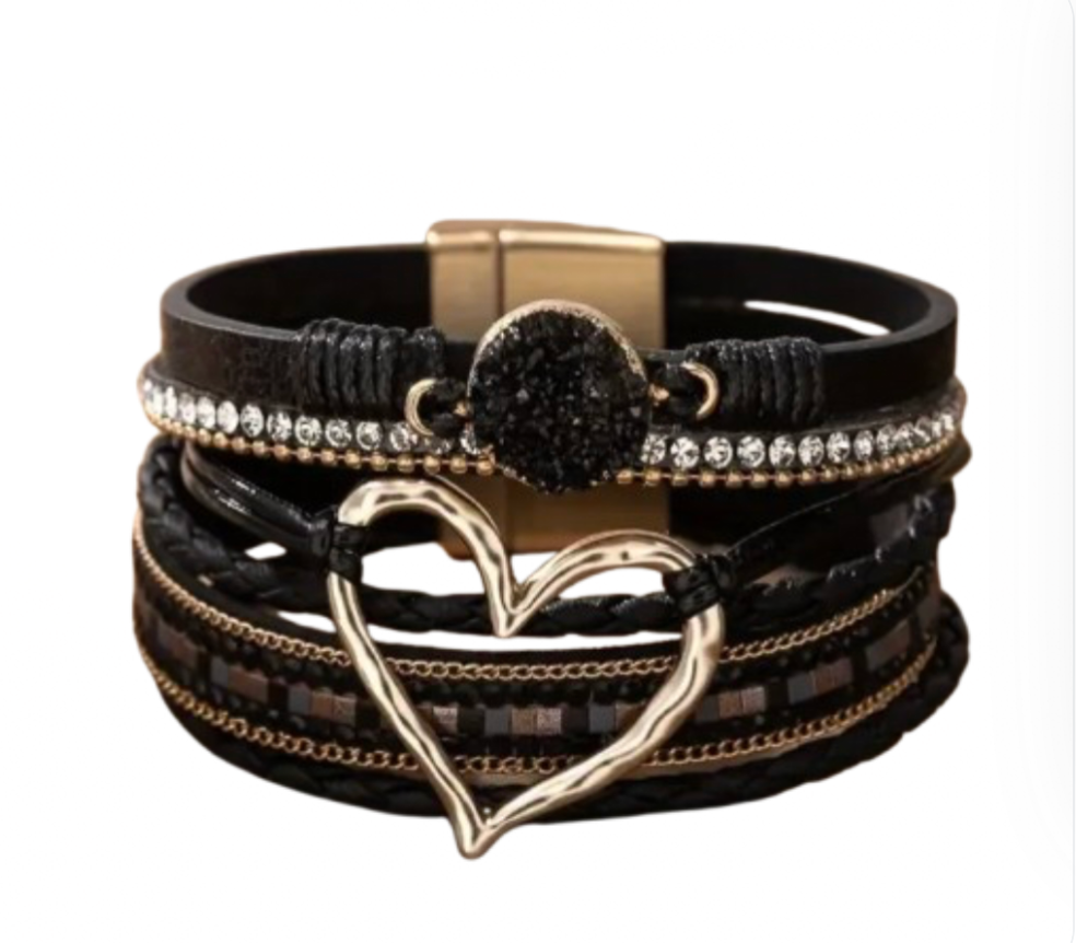 Black Boho-Chic Multi-Layer Handwoven Bracelet