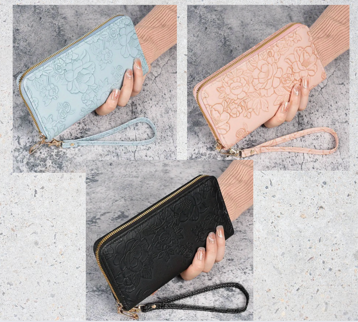 Long Wristlet Wallet - Faux Leather