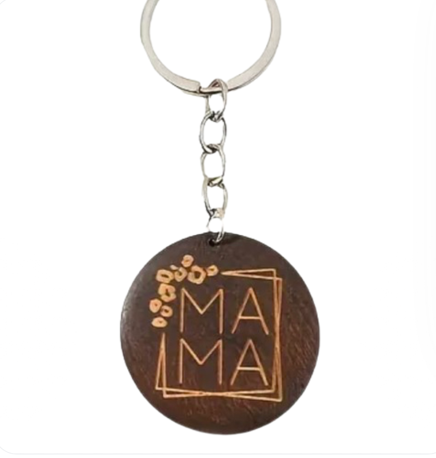 Wooden MAMA Engraved Keychain