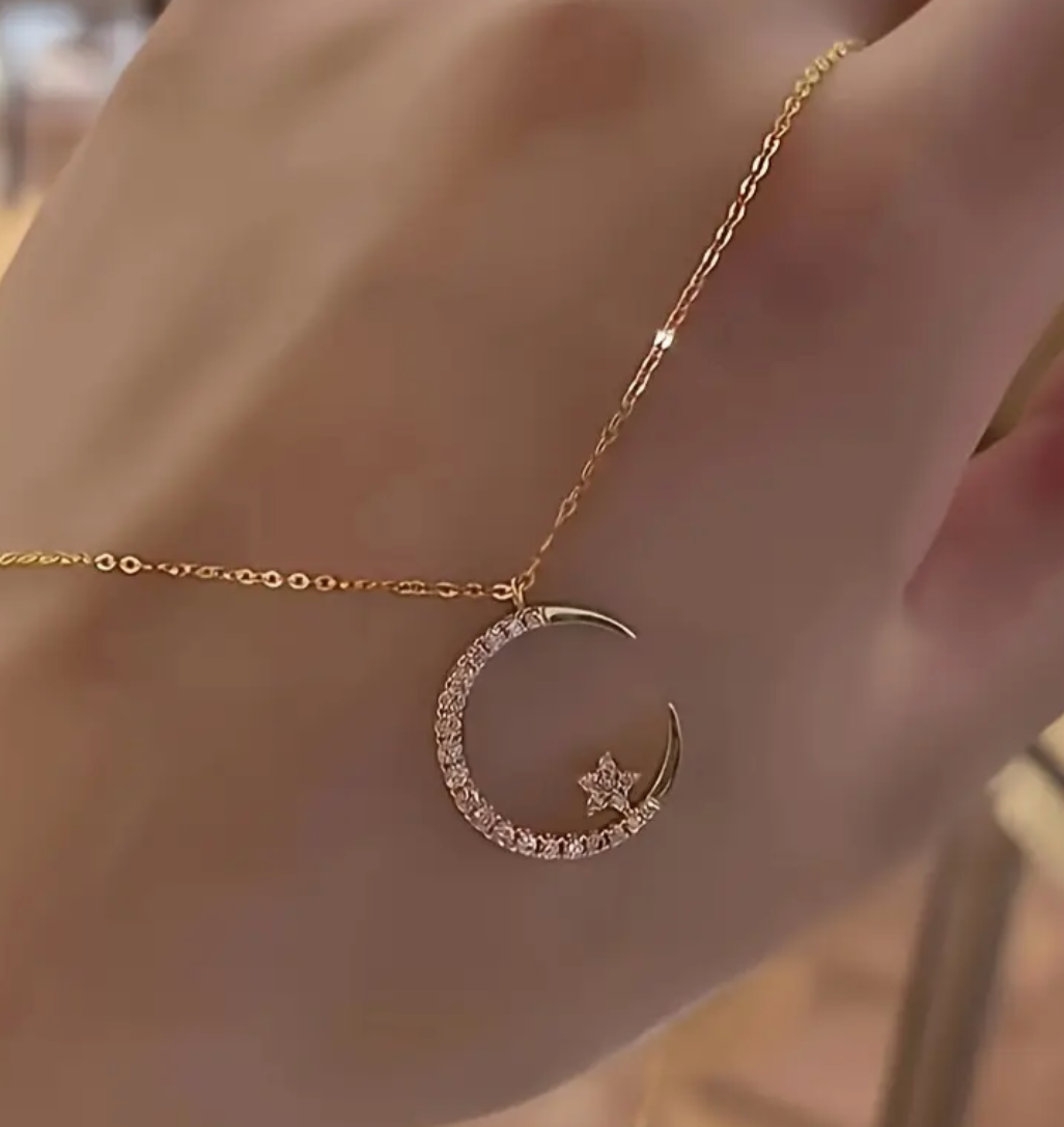 Moon &amp; Star Pendant Necklace
