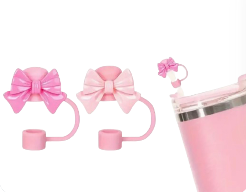Pink Bow Tumbler Straw Topper