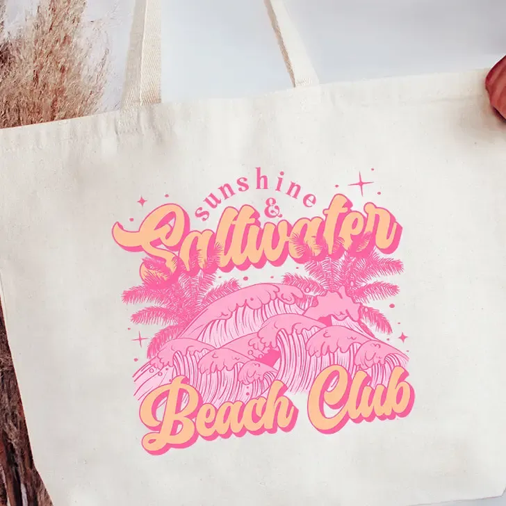 Sunshine &amp; Saltwater Beach Club Canvas Jumbo Tote