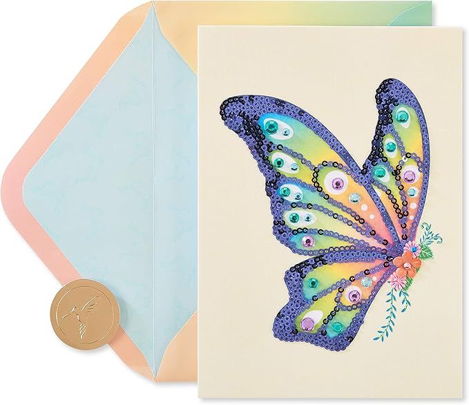 Papyrus Sequin Butterfly - All Occasion Blank Card
