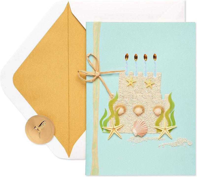 Papyrus Birthday Card - Shells &amp; Sand Cake