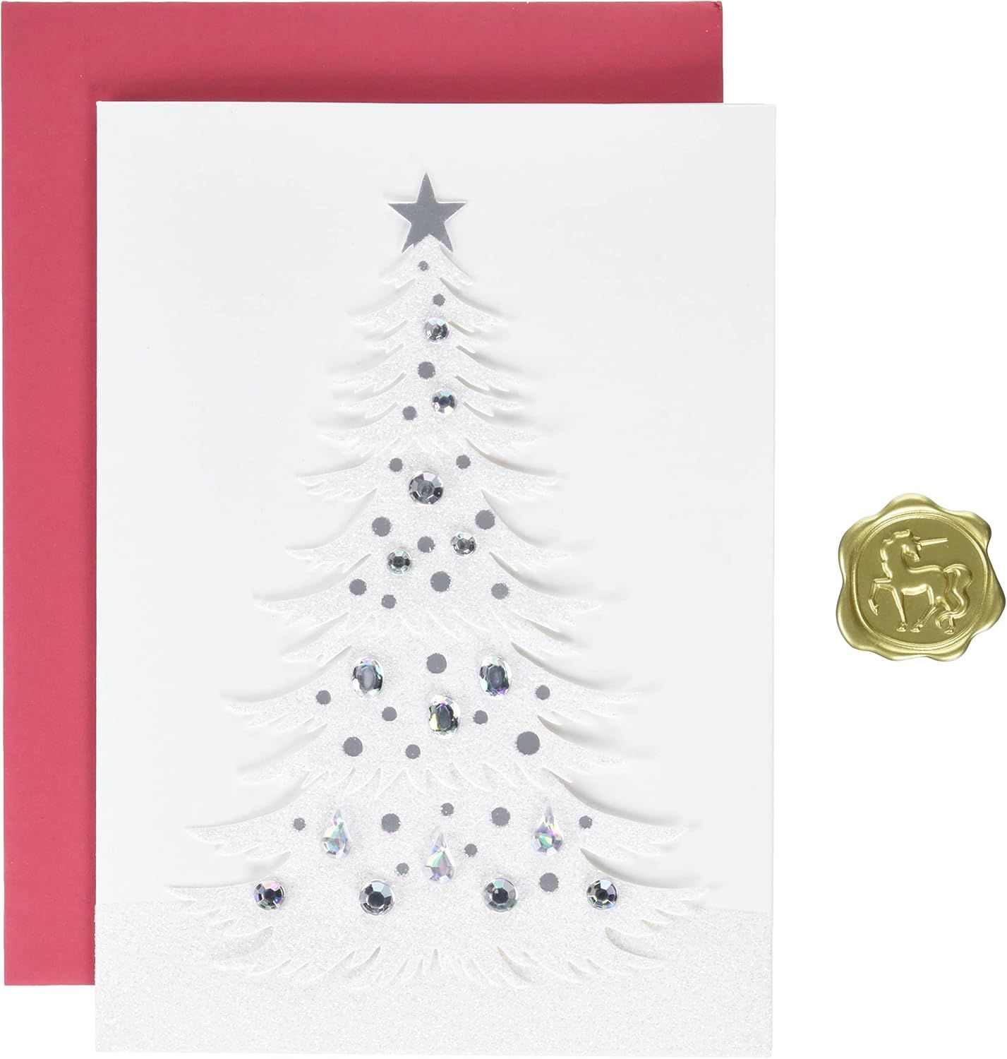 NIQUEA.D White Gem Tree Christmas Card