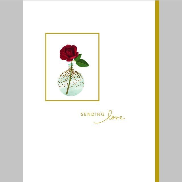 Papyrus Valentine&#39;s Day Card -Rose in Dotted Vase