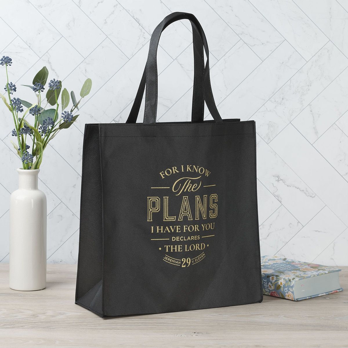 The Plans I have For You Large Reusable Shopping Tote - Black