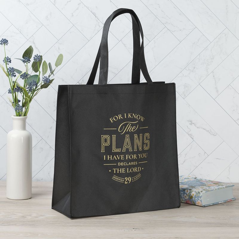 The Plans I have For You Large Reusable Shopping Tote - Black