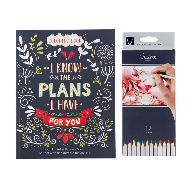 I Know the Plans - Large Adult Coloring Book &amp; 12 Colored Pencils Set