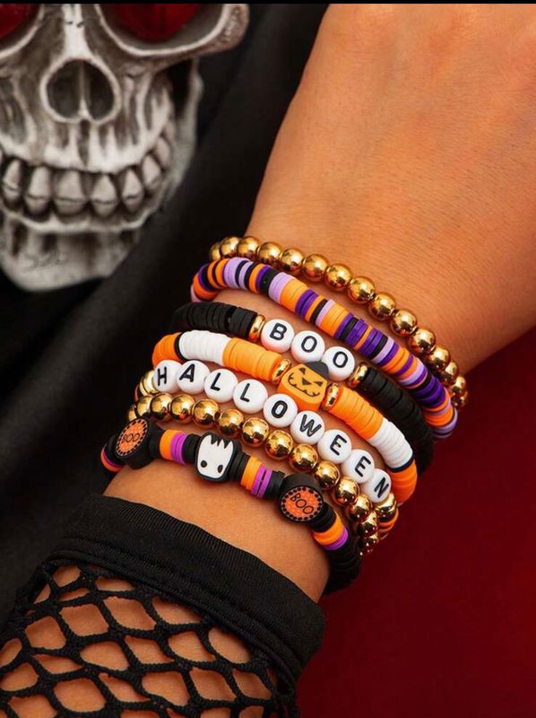 Halloween Stretchy Beaded 7 Piece Bracelet Set