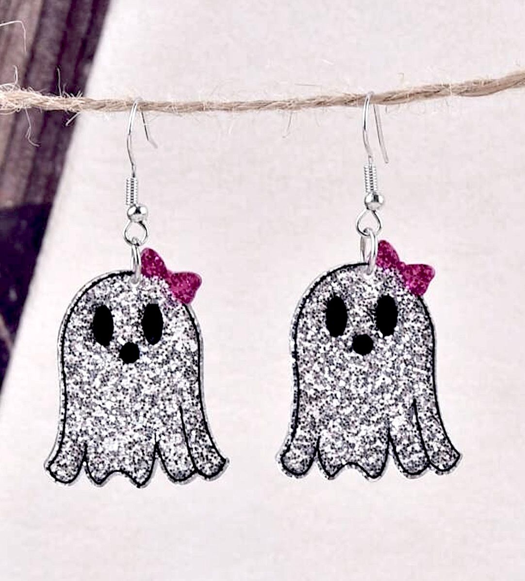 Halloween Glitter Ghost Girl Dangle Earrings