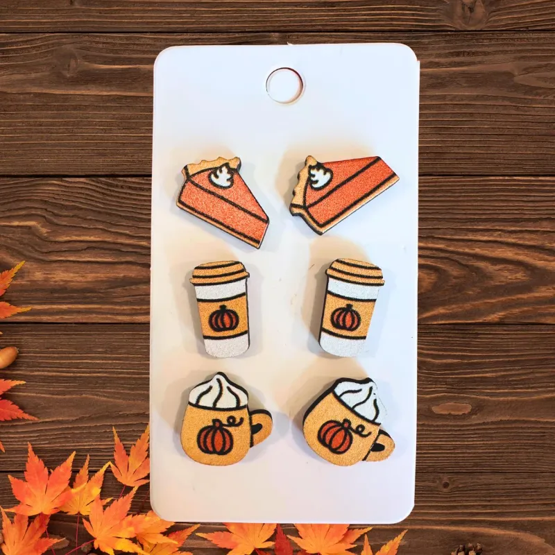 Pumpkin Spice Coffee Theme Earring Set