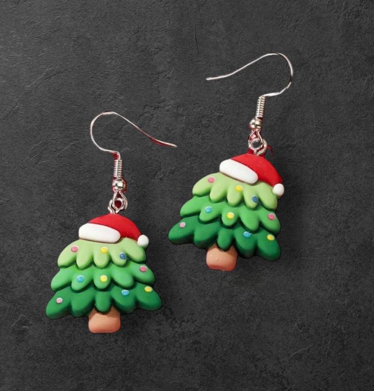 Acyclic Whimsy Christmas Tree  Earrings