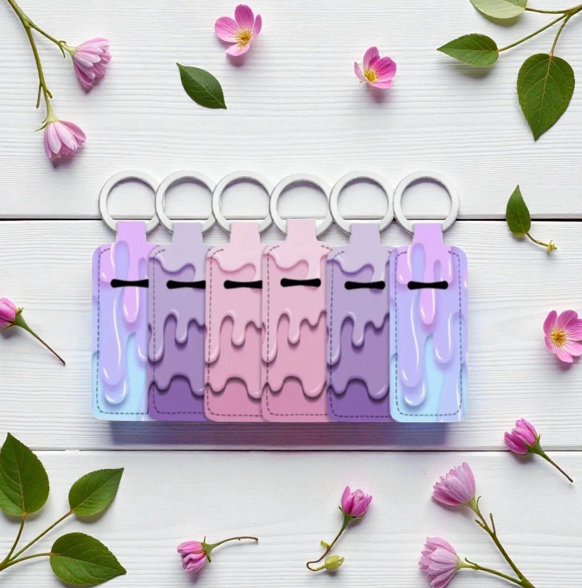 Pastel Drip Neoprene Chapstick Holder Keychain