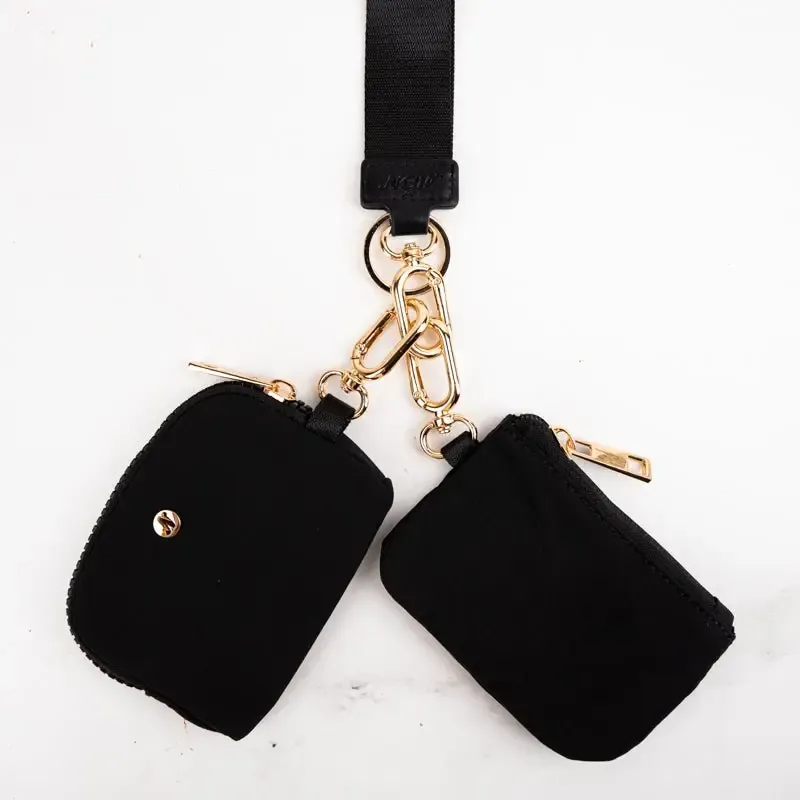 Black and Gold Dual Pouch Wristlet