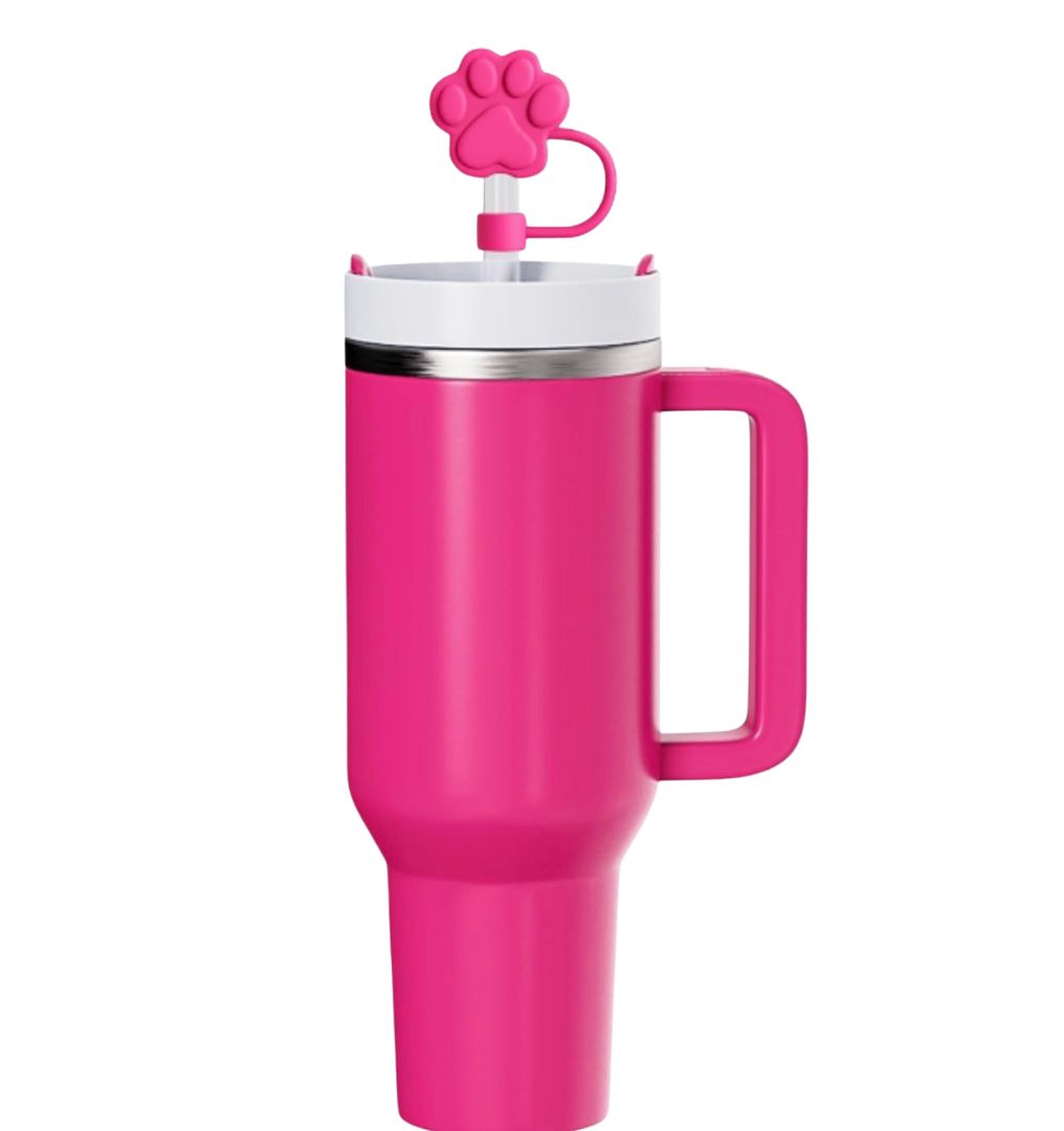 Stanley Hot Pink Dog Paw Straw Topper