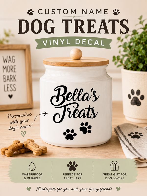 Custom Name Dog Treats Vinyl Decal