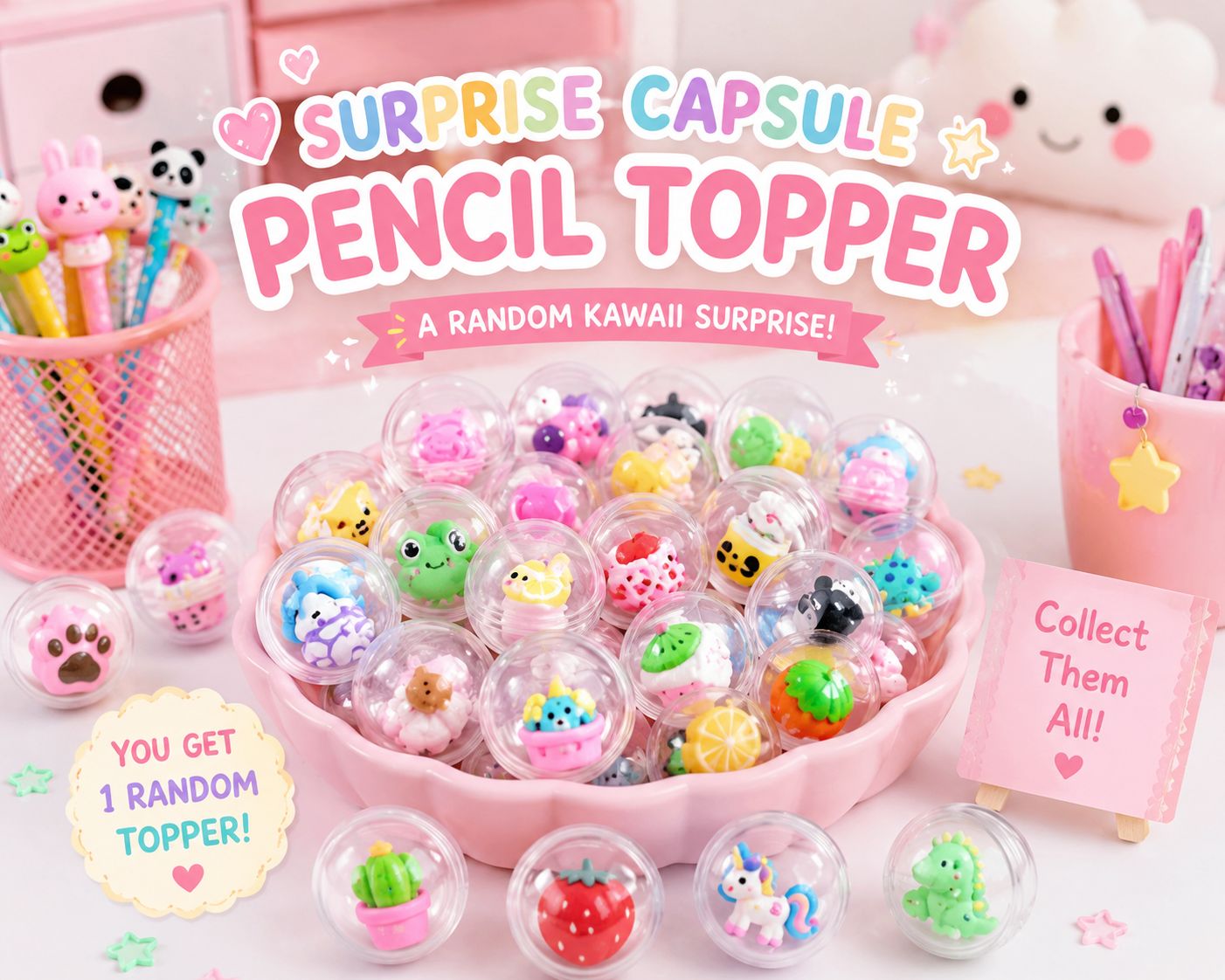 Surprise Kawaii Capsule Pencil Topper