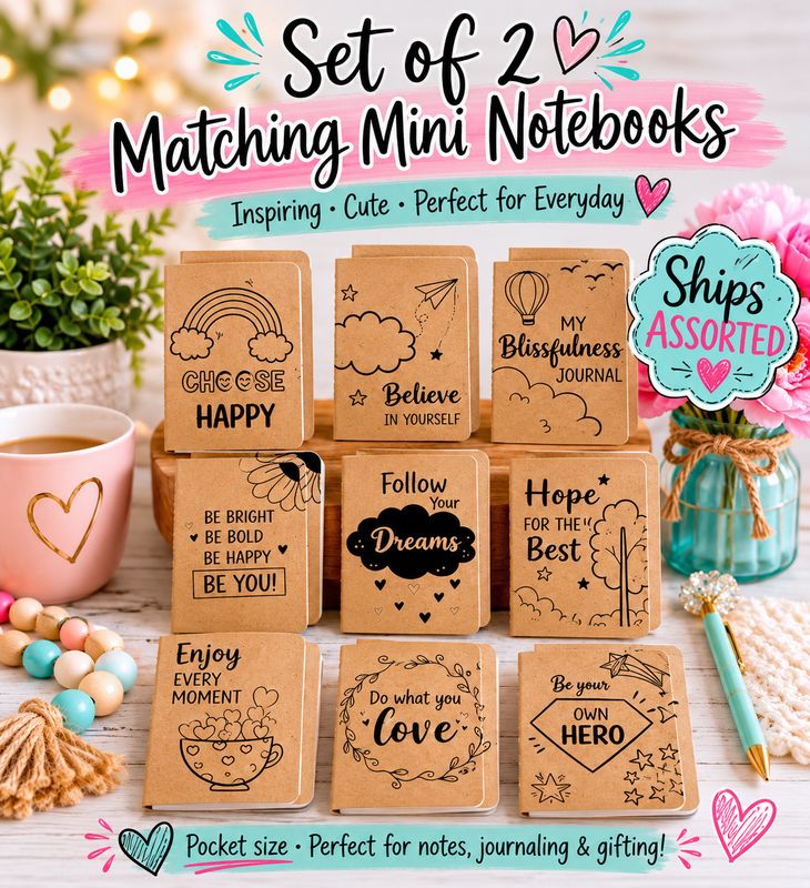 Kraft Paper Motivational Journal Notebook - Set Of 2