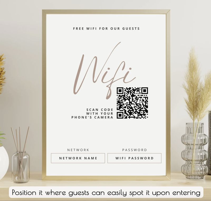 Personalized WiFi QR Code Sign | Custom Guest WiFi Printable | Home, Airbnb, Office &amp; Business WiFi Sign | Digital Download