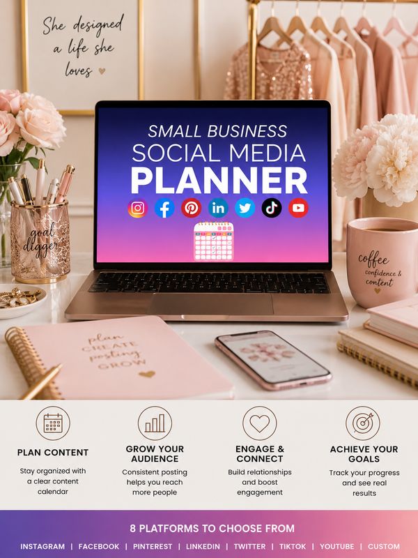 Small Business Social Media Planner | Content Calendar &amp; Marketing Planner | Digital Download