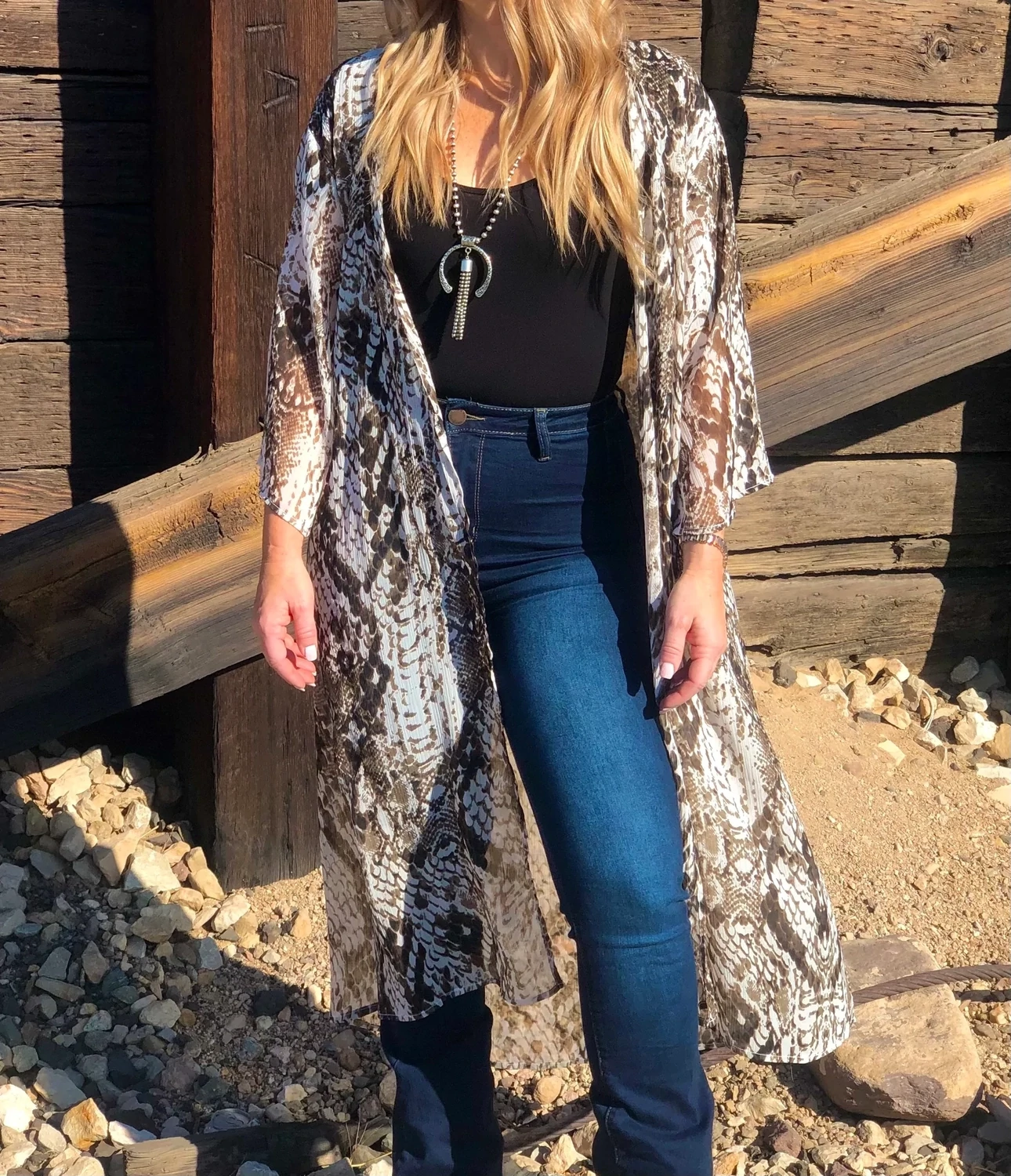 Bombshell Snake Print Duster - One Size