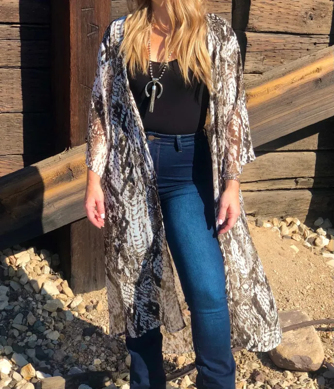 Bombshell Snake Print Duster - One Size