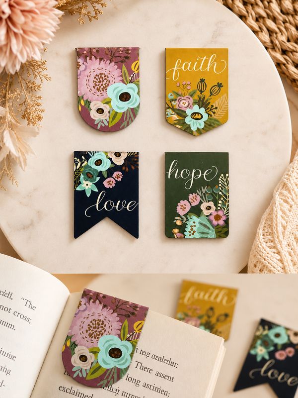Faith, Hope &amp; Love Floral Bookmark