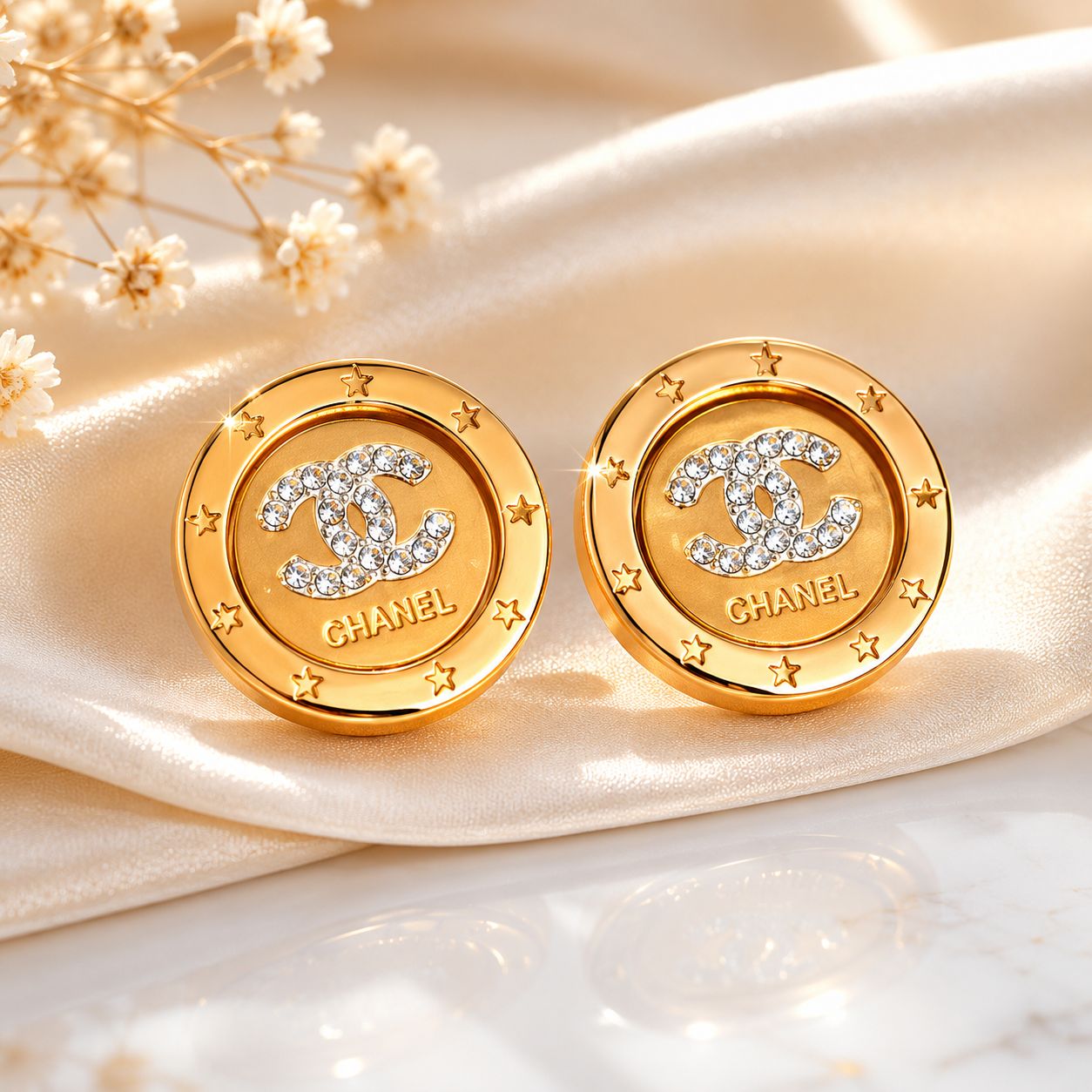 Designer Inspired Rose Gold Chanel Earrings