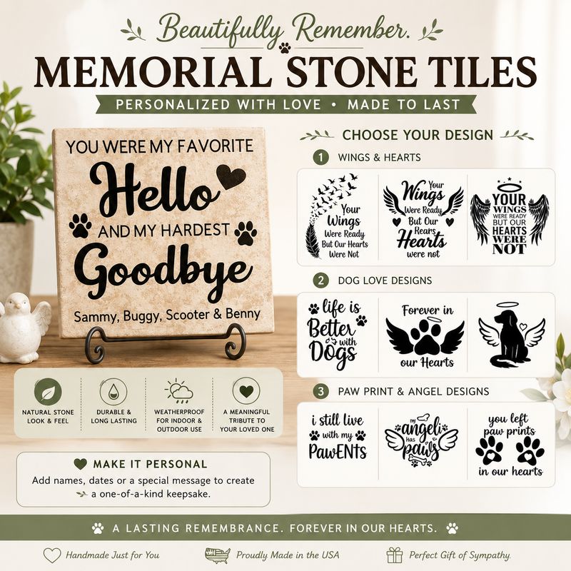 Personalized Memorial Stone Tile | Custom Pet &amp; Loved One Remembrance Gift | Sympathy Ceramic Keepsake
