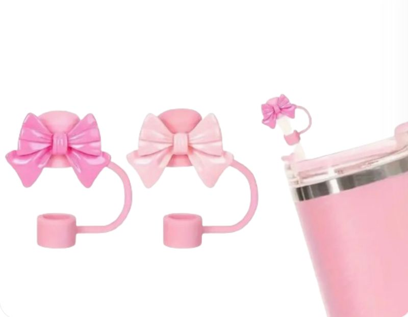 Pink Bow Tumbler Straw Topper