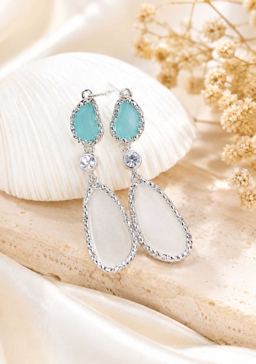 Sunset Bay Sea Glass Silvertone Earrings