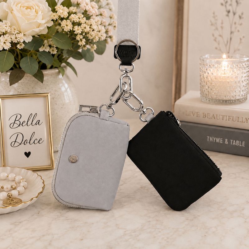 Black and Gray Dual Pouch Wristlet